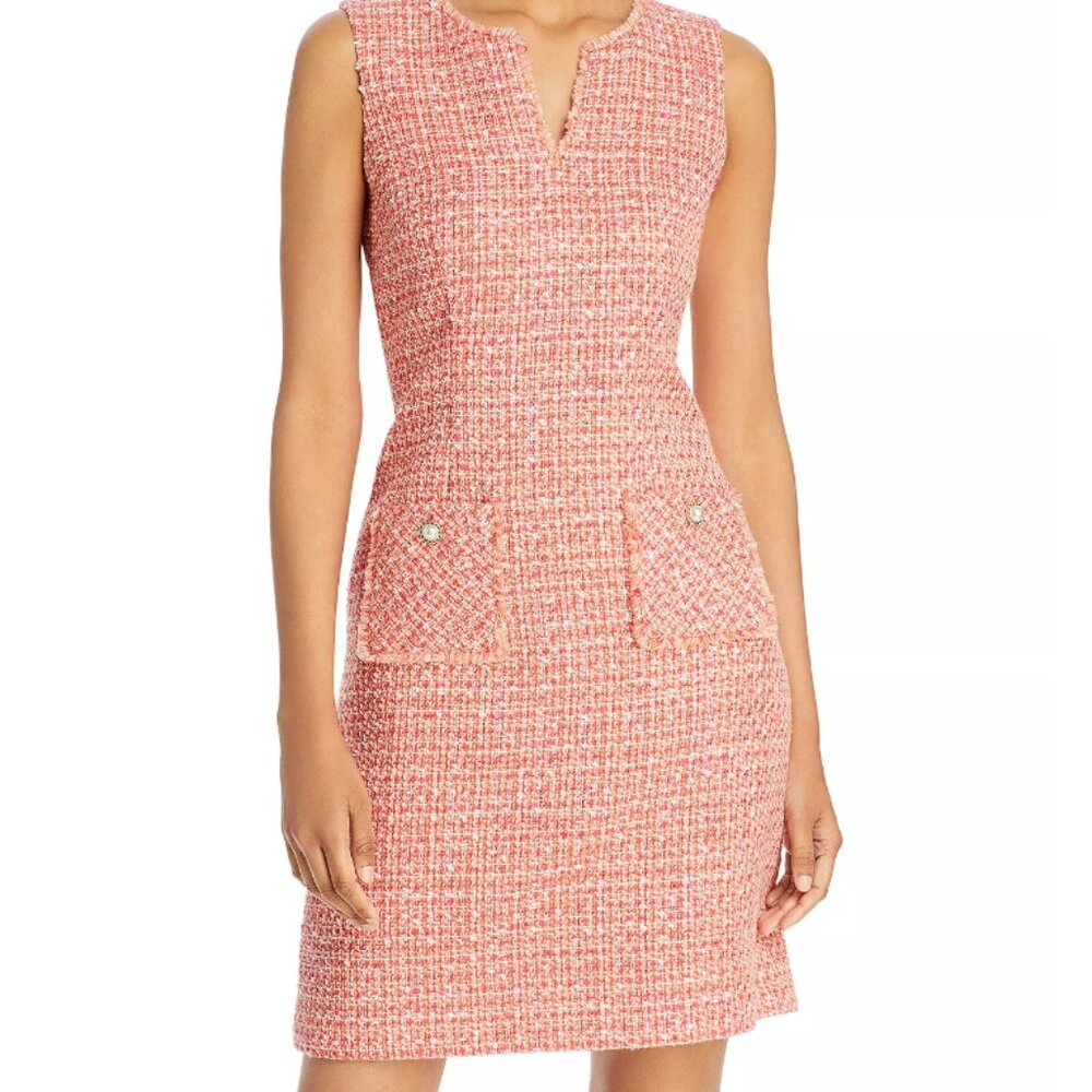 Tweed Pocket Orange Dress